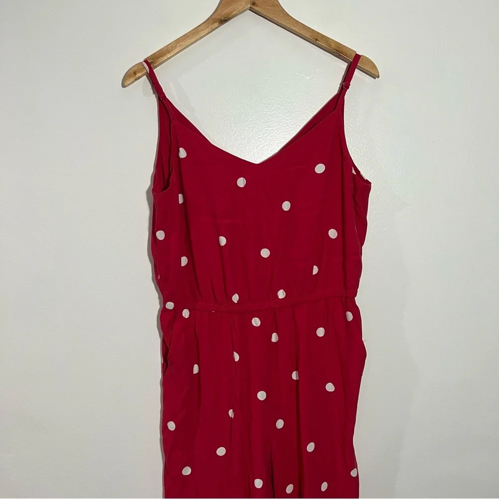 Loft Polka Dot Jumpsuit Elastic Waist‎ Pink/White Medium Summer Casual Parisian